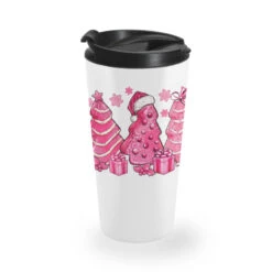 Pink Christmas Tree Cakes Travel Mug