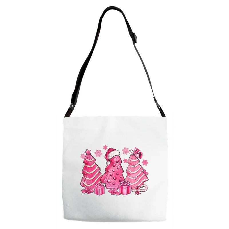 Pink Christmas Tree Cakes Adjustable Strap Totes 3 Pink Christmas Tree Cakes Adjustable Strap Totes