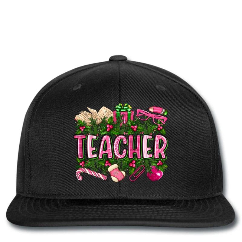 Pink Christmas Teacher Printed Hat 3 Pink Christmas Teacher Printed Hat
