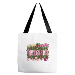 Pink Christmas Teacher Tote Bags