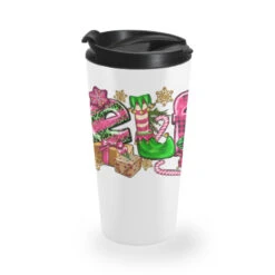 Pink Christmas Elf Travel Mug