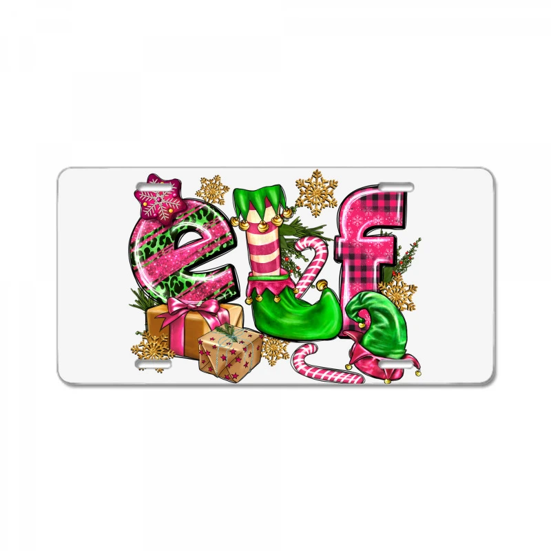Pink Christmas Elf License Plate 3 Pink Christmas Elf License Plate