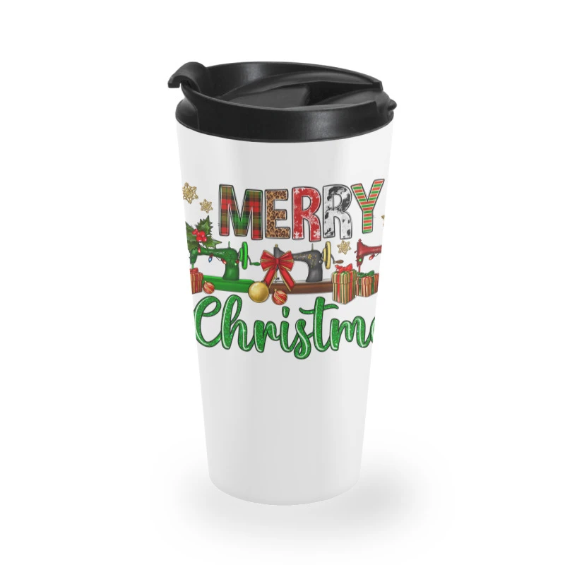 Merry Christmas Sewing Machine Travel Mug 3 Merry Christmas Sewing Machine Travel Mug
