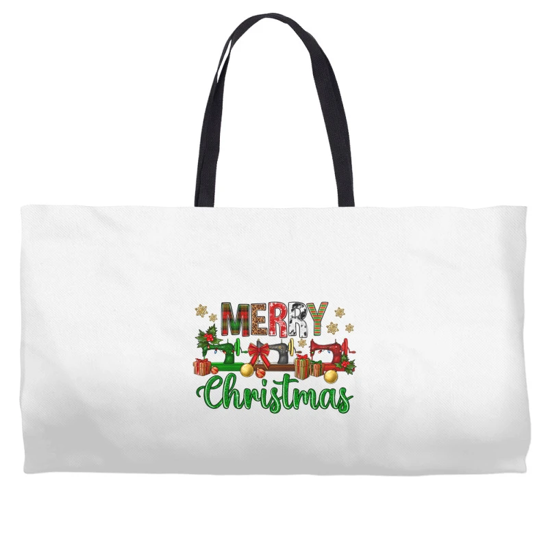 Merry Christmas Sewing Machine Weekender Totes 3 Merry Christmas Sewing Machine Weekender Totes