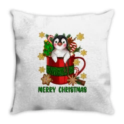 Merry Christmas Hot Chocolate Coffee Cup With Cute Throw Pillow