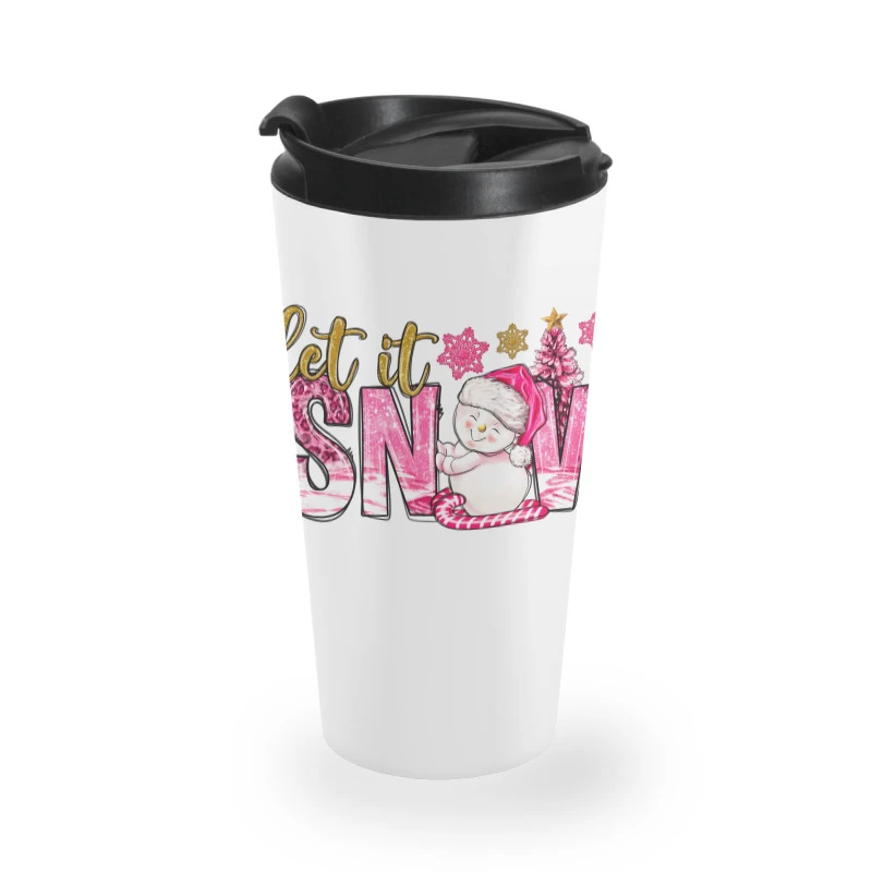 Let It Snow Pink Christmas Travel Mug 3 Let It Snow Pink Christmas Travel Mug