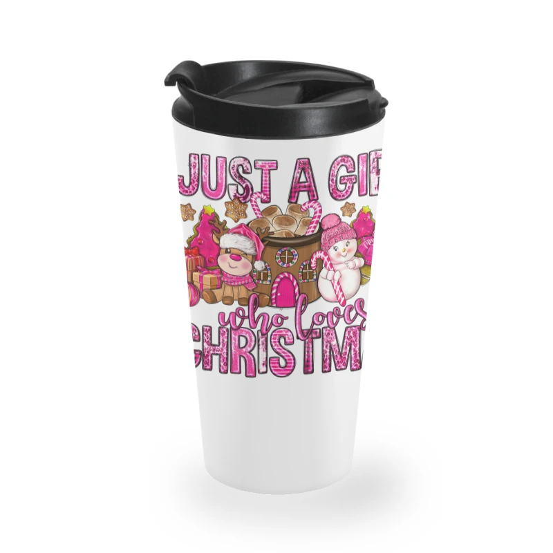 Just A Girl Who Loves Pink Christmas Travel Mug 3 Just A Girl Who Loves Pink Christmas Travel Mug