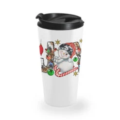 Christmas Joy With Snowman Travel Mug