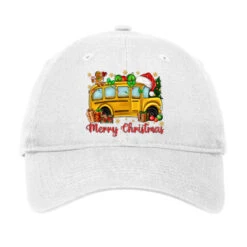 Merry Christmas School Bus Adjustable Cap