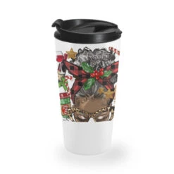Afro Messy Bun Christmas Gigi Travel Mug