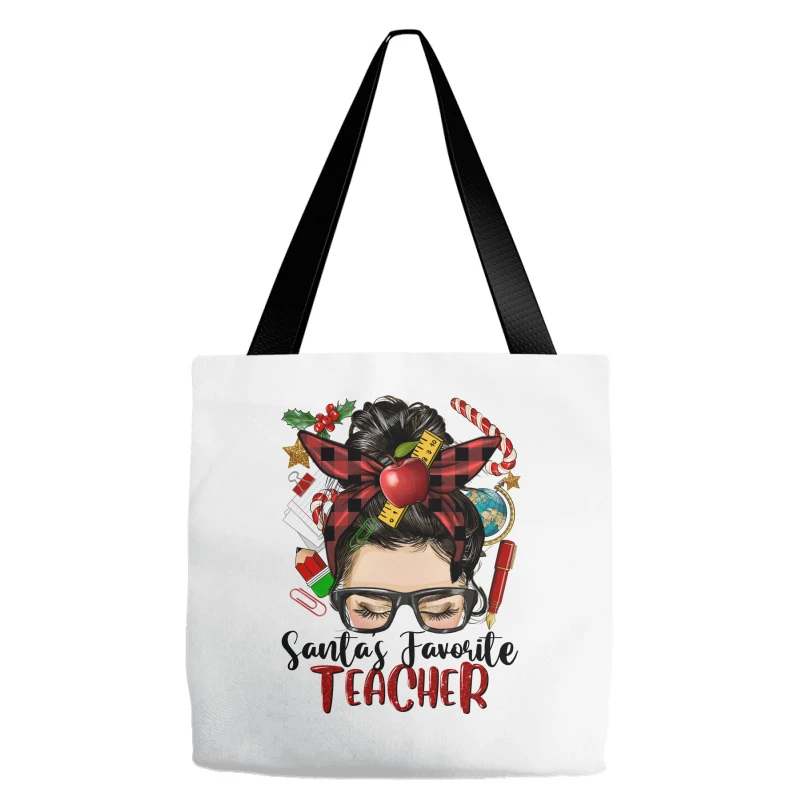 Messy Bun Christmas Teacher Tote Bags 3 Messy Bun Christmas Teacher Tote Bags