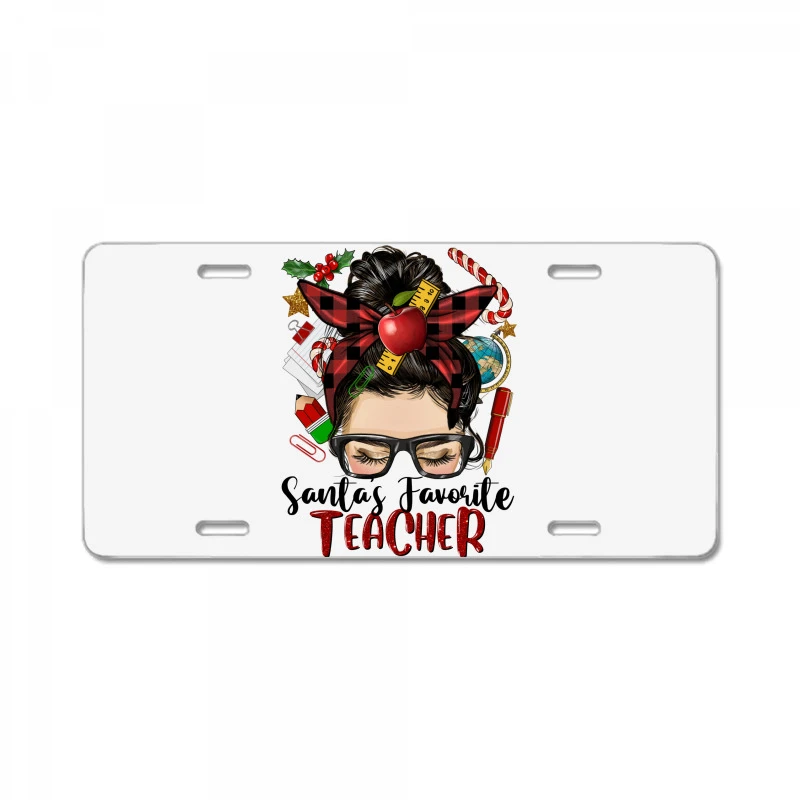 Messy Bun Christmas Teacher License Plate 3 Messy Bun Christmas Teacher License Plate
