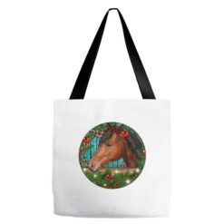 Western Horse Christmas Tote Bags