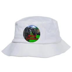 Black Angus Cattle And Bull Merry Christmas Bucket Hat