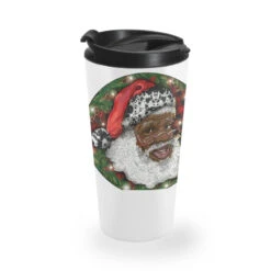 African American Santa Christmas Travel Mug