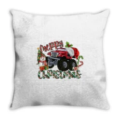 Merry Christmas Monster Truck Throw Pillow