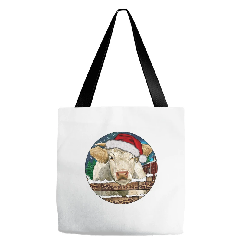 Charolais Cow Christmas Tote Bags 3 Charolais Cow Christmas Tote Bags