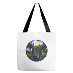 Black Angus Cattle With Santa Chick Christmas Tote Bags