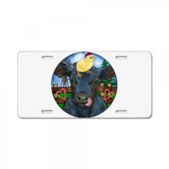 Black Angus Cattle With Santa Chick Christmas License Plate