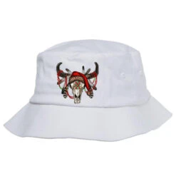 Western Christmas Bull Skull Bucket Hat
