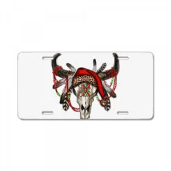 Western Christmas Bull Skull License Plate