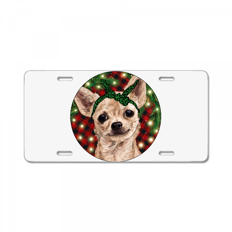 Christmas Chihuahua With Buffalo Plaid License Plate 3 Christmas Chihuahua With Buffalo Plaid License Plate