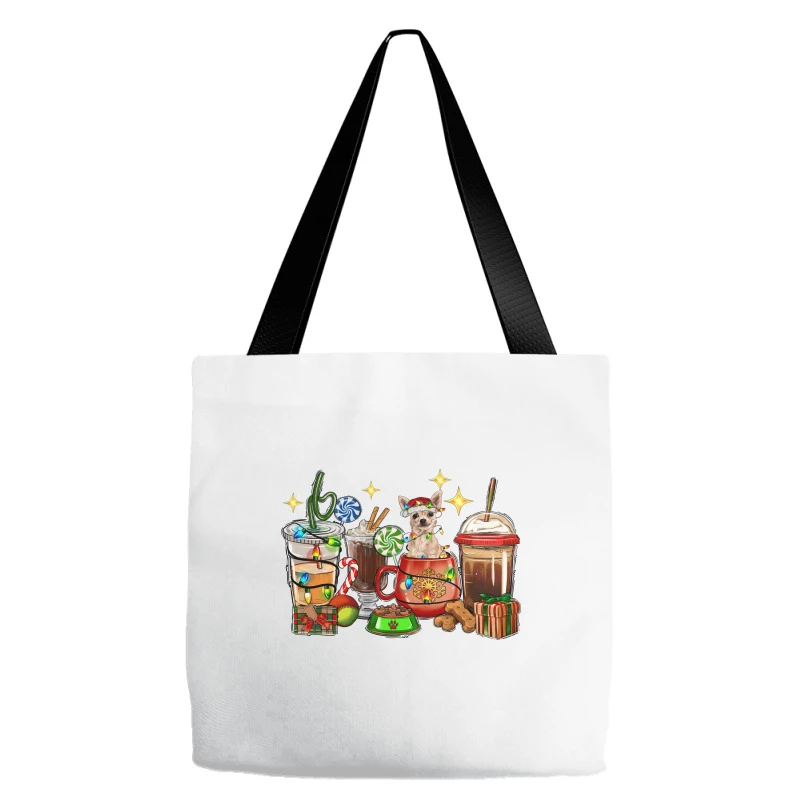 Christmas Coffee Cups With Chihuahua Tote Bags 3 Christmas Coffee Cups With Chihuahua Tote Bags