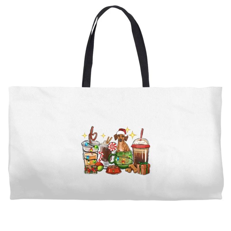Christmas Coffee Cups With Dachshund Weekender Totes 3 Christmas Coffee Cups With Dachshund Weekender Totes