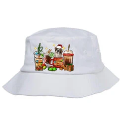 Christmas Coffee Cups With Saint Bernard Bucket Hat