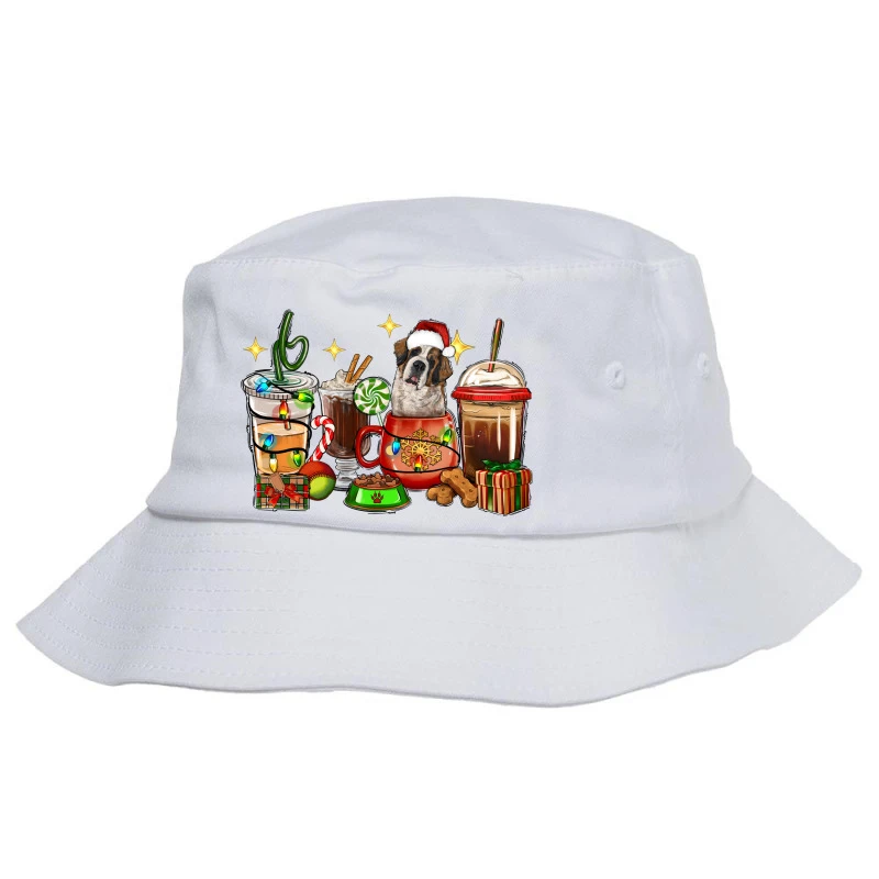 Christmas Coffee Cups With Saint Bernard Bucket Hat 3 Christmas Coffee Cups With Saint Bernard Bucket Hat