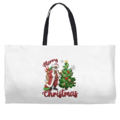 Merry Christmas Black Santa Weekender Totes