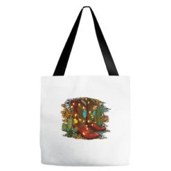 Western Christmas Boots Tote Bags