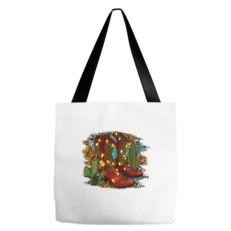 Western Christmas Boots Tote Bags 3 Western Christmas Boots Tote Bags