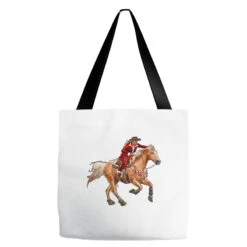 Western Christmas Cowgirl On The Horse Tote Bags