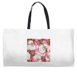 Pink Christmas Santa Claus Seamless Digital Paper Weekender Totes