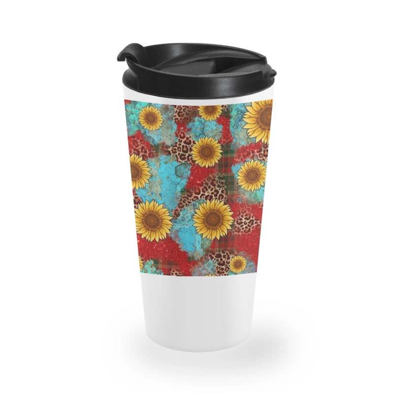Christmas Sunflower Seamless Digital Paper Travel Mug 3 Christmas Sunflower Seamless Digital Paper Travel Mug