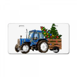 Blue Christmas Tractor License Plate