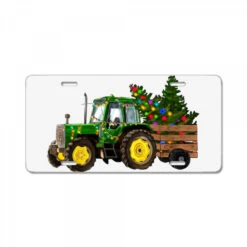 Green Christmas Tractor License Plate