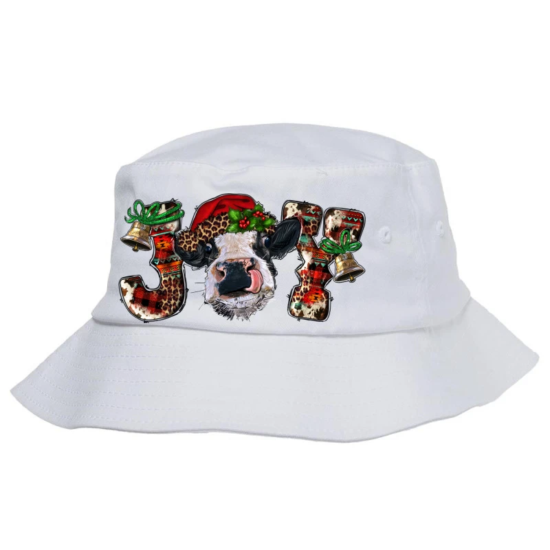 Christmas Joy Heifer Cow Bucket Hat 3 Christmas Joy Heifer Cow Bucket Hat