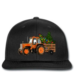 Christmas Orange Farm Tractor Printed Hat