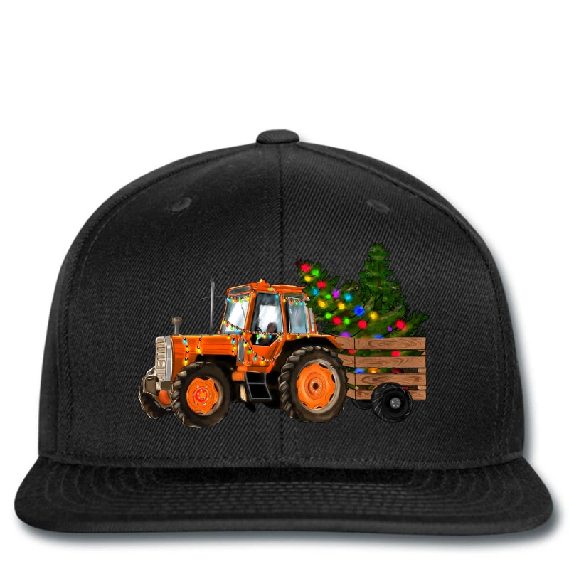 Christmas Orange Farm Tractor Printed Hat 3 Christmas Orange Farm Tractor Printed Hat