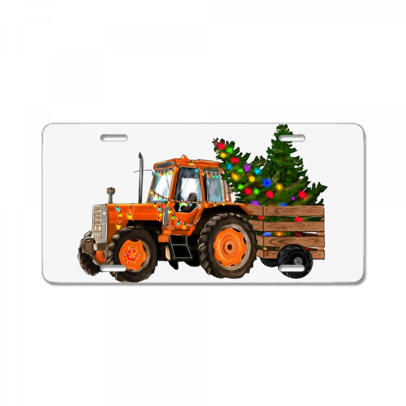 Christmas Orange Farm Tractor License Plate 3 Christmas Orange Farm Tractor License Plate