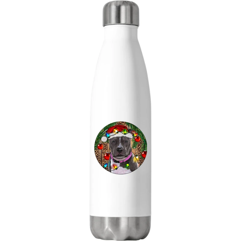 Christmas Pitbull Stainless Steel Water Bottle 3 Christmas Pitbull Stainless Steel Water Bottle