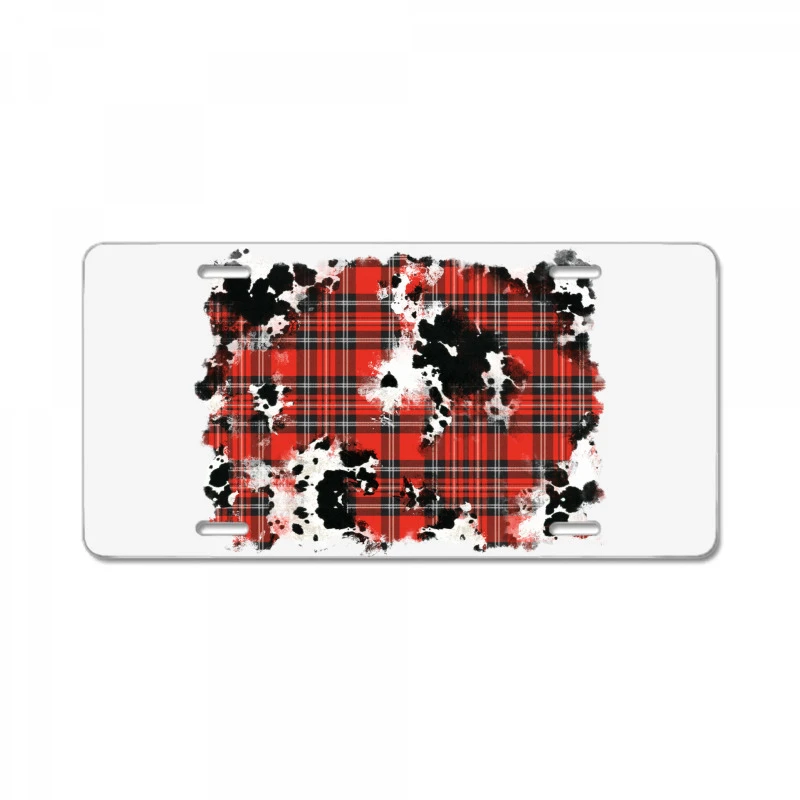 Christmas Plaid Cowhide Pattern Background License Plate 3 Christmas Plaid Cowhide Pattern Background License Plate