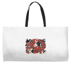 Christmas Plaid Cowhide Pattern Background Weekender Totes