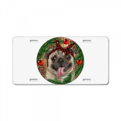 Christmas Pug With Leopard License Plate