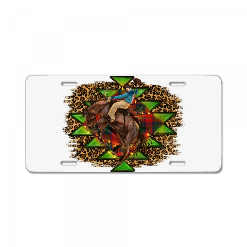 Western Christmas Rodeo Distressed License Plate 3 Western Christmas Rodeo Distressed License Plate