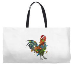 Christmas Lights Rooster Weekender Totes
