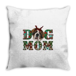 Western Christmas Dog Mom St Bernard Throw Pillow