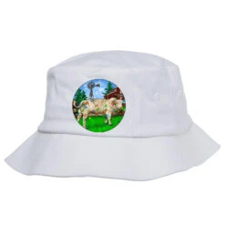 Christmas Charolais Bull And Barnyard Bucket Hat